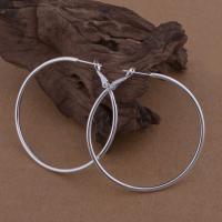 Brass Hoop Earring Donut real silver plated & for woman lead & cadmium free Sold By Pair