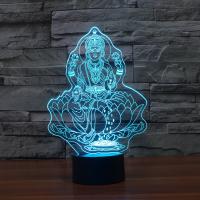 Night Led Light Beside 3D Lamp  ABS Plastic with Acrylic Buddha with USB interface & change color automaticly Sold By Set