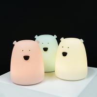 Night Lights Silicone with Plastic Bear with USB interface & with LED light & change color automaticly Sold By PC
