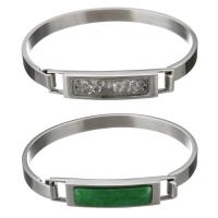Bracelete de aço inoxidável, materiais diferentes para a escolha & para mulher, cor original, 9.50mm, Diametro interno:Aprox 59x47mm, vendido por PC