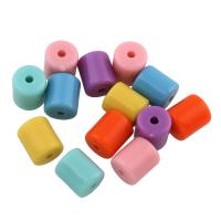 Solid Color Akril gyöngyök, Oszlop, egyszínű, kevert színek, 9x7.50x7.50mm, Lyuk:Kb 0.5mm, Kb 1100PC-k/Bag, Által értékesített Bag