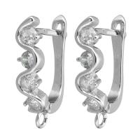 Brass Lever Back Earring Component platinum plated with loop & micro pave cubic zirconia Approx 1.5mm Sold By Lot