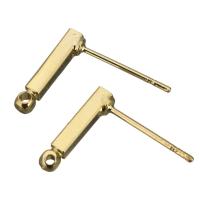 Brass Earring Stud Component Number 1 gold color plated with loop 0.6mm Approx 0.5mm Sold By Lot
