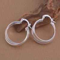 Brass Hoop Earring real silver plated for woman lead & cadmium free Sold By Pair