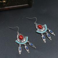 Zinc Alloy Drop Earring with Resin iron earring hook antique silver color plated for woman lead & cadmium free Sold By Pair