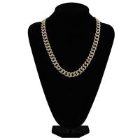 Brass Necklace Chain 18K gold plated & curb chain & micro pave cubic zirconia & for man 13mm Sold By Strand