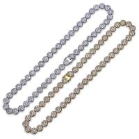 Brass Chain Necklace plated & micro pave cubic zirconia & for man 10mm Sold By Strand