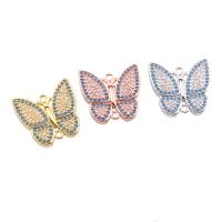 Brass Jewelry Connector Butterfly plated micro pave cubic zirconia & 1/1 loop nickel lead & cadmium free Approx 2mm Sold By PC