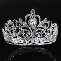 Zinc Alloy Tiaras with Crystal Crown silver color plated for bridal & faceted & with rhinestone lead & cadmium free 55mm Sold By PC