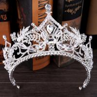 Zinc Alloy Tiaras with Glass Crown silver color plated for bridal & faceted & with rhinestone lead & cadmium free 105mm Sold By PC