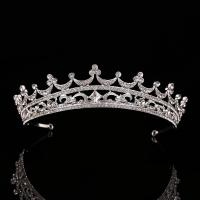 Zinc Alloy Tiaras with Crystal Crown platinum color plated for bridal & faceted & with rhinestone lead & cadmium free 40mm Sold By PC