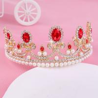Zinc Alloy Tiaras with ABS Plastic Pearl & Crystal Crown gold color plated for bridal & faceted & with rhinestone lead & cadmium free 60mm Sold By PC