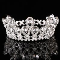 Zinc Alloy Tiaras with Crystal Crown silver color plated for bridal & faceted & with rhinestone lead & cadmium free 70mm Sold By PC