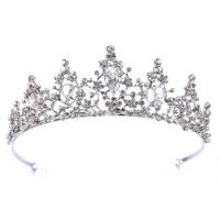 Zinc Alloy Tiaras with Crystal Crown silver color plated for bridal & faceted & with rhinestone lead & cadmium free 50mm Sold By PC