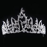 Zinc Alloy Tiaras with Crystal Crown platinum color plated for bridal & faceted & with rhinestone lead & cadmium free 65mm Sold By PC