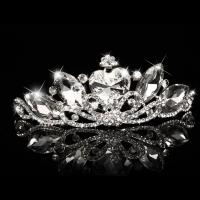Zinc Alloy Tiaras with Crystal Crown platinum color plated for bridal & faceted & with rhinestone lead & cadmium free 80mm Sold By PC
