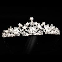 Zinc Alloy Tiaras with ABS Plastic Pearl Crown platinum color plated for bridal & with rhinestone lead & cadmium free 60mm Sold By PC
