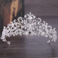 Zinc Alloy Tiaras with Crystal Crown silver color plated for bridal & faceted & with rhinestone lead & cadmium free 55mm Sold By PC