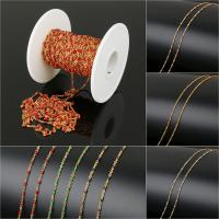 Stainless Steel Oval Chain with plastic spool & Resin gold color plated Sold By Spool