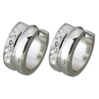 Stainless Steel Huggie Hoop Earring with Rhinestone Clay Pave for woman original color Sold By Lot