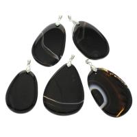 Lace Agate Pendants with brass bail black - Approx Sold By Bag