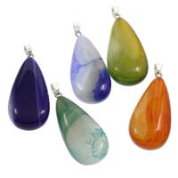 Lace Agate Pendants with brass bail Teardrop mixed colors Approx Sold By Bag