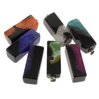 Lace Agaat Hangers, met messing borgtocht, Rechthoek, gemengde kleuren, 16x44x16mm, Gat:Ca 4x6mm, 5pC's/Bag, Verkocht door Bag
