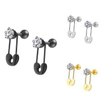 Titanium Steel Fake Plug Safety Pin plated for woman & with cubic zirconia 5mm Sold By Lot