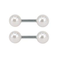 Prostej sztangą ze stali nierdzewnej, Titantium stali, ze Tworzywa ABS perła, Koło, dla kobiety, oryginalny kolor, 6mm, 6par/wiele, sprzedane przez wiele