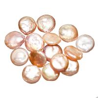 Sötvatten Odlade kämförsedda pärla pärlor, Odlade sötvattens med kärnor Pearl, Flat Round, naturlig, inget hål, rosa, 12x12x5mm, Säljs av PC