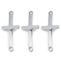 Stainless Steel Connector, Cross, 1/1 loop, original color, 16x42mm, Hole:Approx 2.5mm, 10PCs/Bag, Sold By Bag