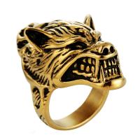 Titanium Steel Finger Ring Wolf plated & for man & blacken 42mm Sold By PC