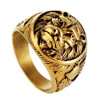 Titano plienas Finger žiedas, Liūtas, padengtą, skirtingo dydžio pasirinkimo & žmogui & juodinti, daugiau spalvų pasirinkimas, 18mm, Pardavė PC