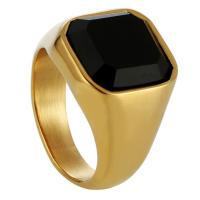 Titan Stål Finger Ring, med Glas ädelsten, plated, polerad & Unisex & olika storlek för val, fler färger för val, 17mm, Säljs av PC