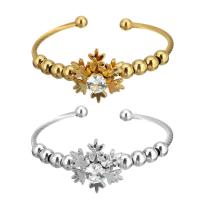 Stainless Steel Bangle Flower plated for woman & with rhinestone 7mm 3mm Inner Approx 61mm Sold By PC