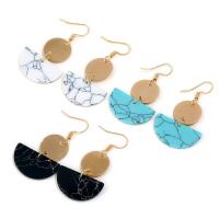Zinc Alloy Drop Earring with Turquoise iron earring hook gold color plated for woman nickel & cadmium free Sold By Pair