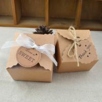 Papier Verpakking Gift Box, met Hennep, verschillende materialen voor de keuze, koffie kleur, 65x65x45mm, 100pC's/Lot, Verkocht door Lot