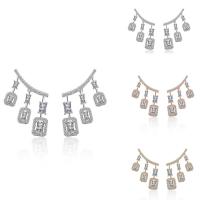 Brass Drop Earring plated for woman & with cubic zirconia nickel lead & cadmium free 10-25mm Sold By Pair