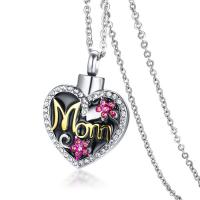 Stainless Steel Heart Pendants enamel & with rhinestone Approx 6mm Sold By PC