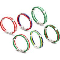 PU Leather Bracelet with Zinc Alloy platinum color plated Unisex & woven pattern 10mm Length Approx 8 Inch Sold By Lot