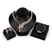 Zinc Alloy Jewelry Sets Stud Earring & collar & bangle Tiger gold color plated for woman & enamel & with rhinestone   Inner Approx 55 135mm Sold By Set