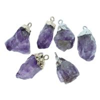 Amethyst Pendant with Brass Nuggets plated - Approx 2.5mm Sold By Bag