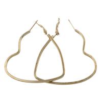 Brass Hoop Earring Heart gold color plated for woman lead & cadmium free Sold By Pair