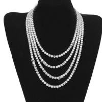 Stainless Steel Chain Necklace & Unisex & with cubic zirconia original color 5mm Sold By Strand