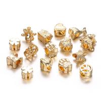 Zinc Alloy Large Hole Bead light gold color plated & hollow nickel lead & cadmium free Approx 4.3mm Sold By Lot