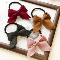 Bunny Ears Hair Scrunchies Rubber Band with Cloth Bowknot handmade elastic & for woman 50-60mm Sold By Bag