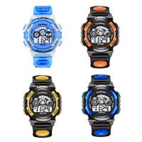 Fashion Children Watch Rubber with Glass & Stainless Steel plated durable & Life water resistant & Unisex & for children & LED & luminated Sold By PC