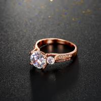 Cubic Zirconia Micro Pave Brass Ring real rose gold plated & for woman & with cubic zirconia Sold By PC
