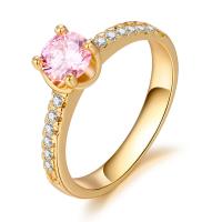 Cubic Zircon Brass Finger Ring 18K gold plated & micro pave cubic zirconia & for woman Sold By PC