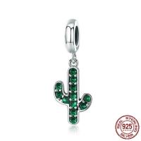Thailand Sterling Silver European Pendant Opuntia Stricta without troll & with cubic zirconia Sold By PC